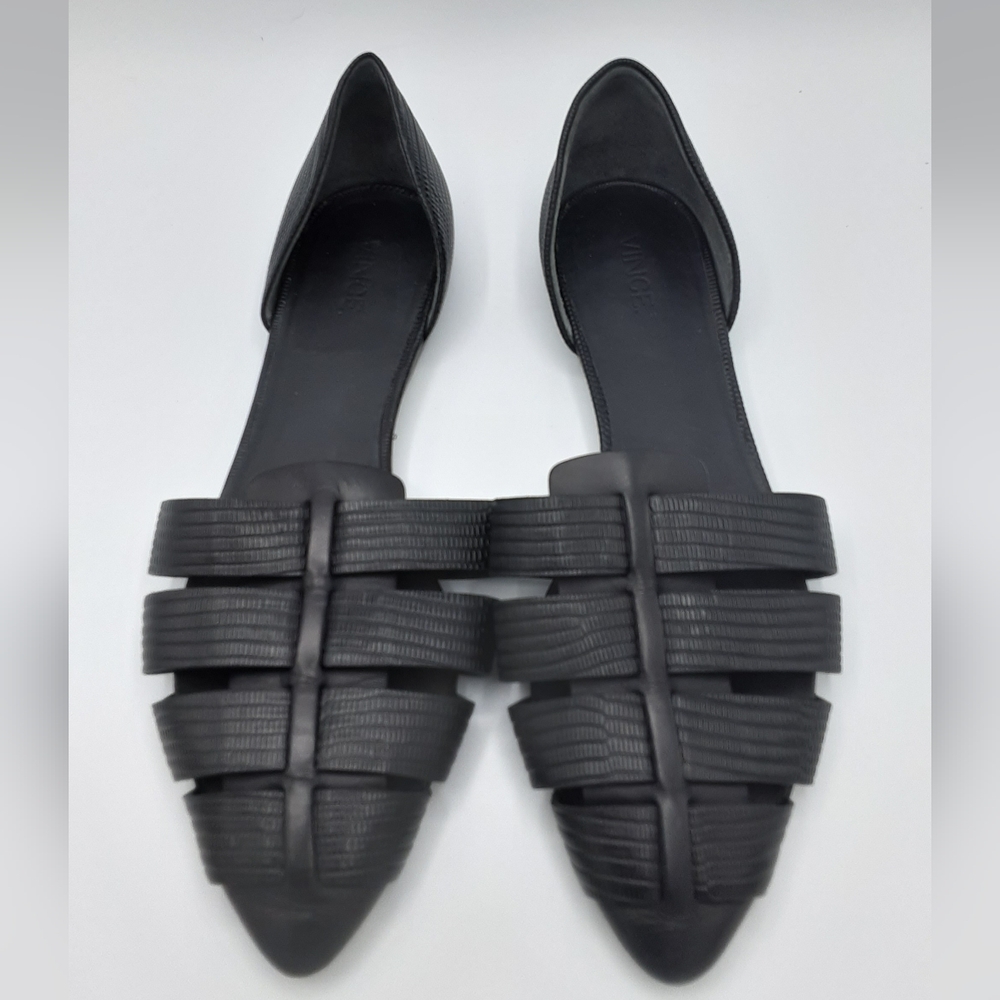 Vince Black Woven Pointed-Toe Flats - Picture 13 of 13
